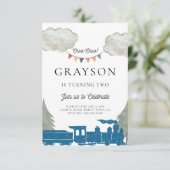 Trein verjaardagsuitnodiging jongens kaart (Staand voorkant)