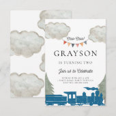 Trein verjaardagsuitnodiging jongens kaart (Voorkant / Achterkant)