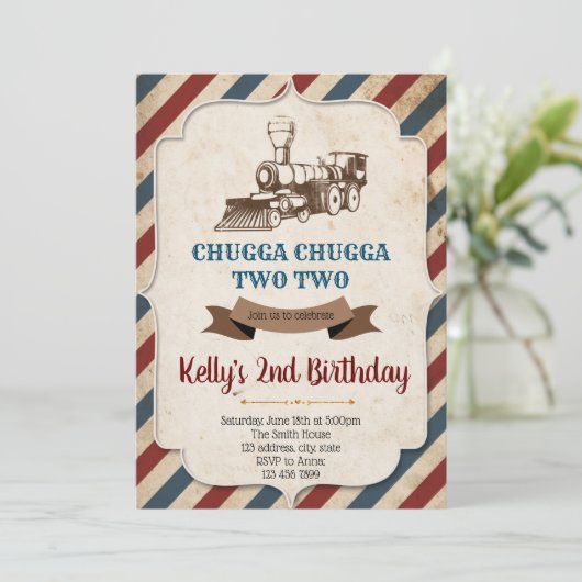  trein verjaardagsuitnodiging kaart (Staand voorkant)