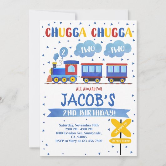 Trein Verjaardagsuitnodiging Trein Feest Uitnodigi Kaart (Voorkant)