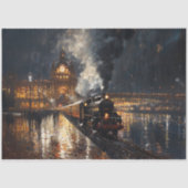 Trein Verlaat het Station Schilderen Decoupage Tissuepapier (Voorkant)