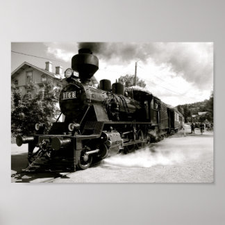 Trein verlaat station poster