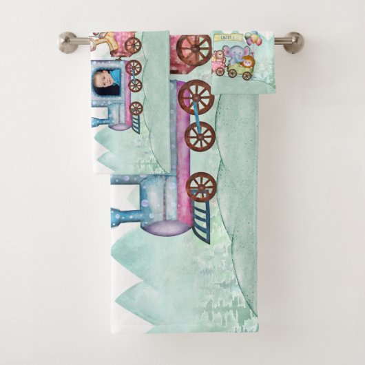  Trein Vervoer Verjaardag Waterverf foto Bad Handdoek (Insitu)