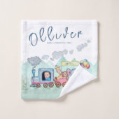  Trein Vervoer Verjaardag Waterverf foto Bad Handdoek (Wasdoekje)
