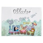  Trein Vervoer Verjaardag Waterverf foto Groot Cadeauzakje (Achterkant)