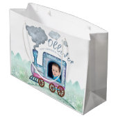  Trein Vervoer Verjaardag Waterverf foto Groot Cadeauzakje (Achterkant Gekanteld)