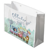  Trein Vervoer Verjaardag Waterverf foto Groot Cadeauzakje (Voorkant Gekanteld)