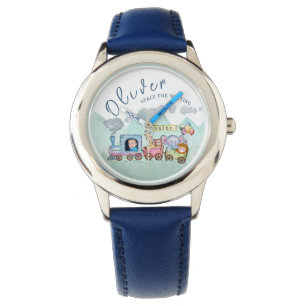  Trein Vervoer Verjaardag Waterverf foto Horloge