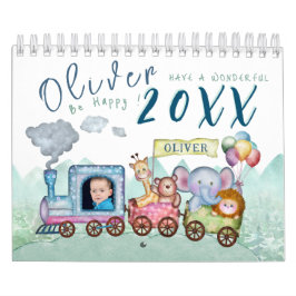  Trein Vervoer Verjaardag Waterverf foto Kalender