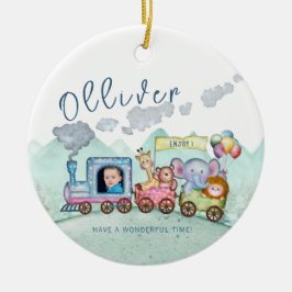  Trein Vervoer Verjaardag Waterverf foto Keramisch Ornament