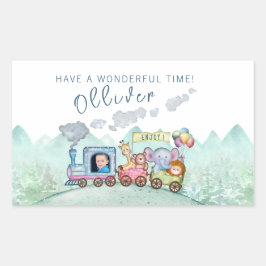 Trein Vervoer Verjaardag Waterverf foto Rechthoekige Sticker