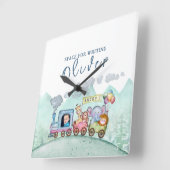  Trein Vervoer Verjaardag Waterverf foto Vierkante Klok (Hoek)