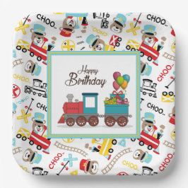 Trein voor kinderverjaardag papieren bordje