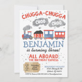 Trein Water Kleur Verjaardag Uitnodiging (Voorkant)