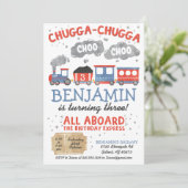 Trein Water Kleur Verjaardag Uitnodiging (Staand voorkant)