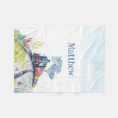 Trein Waterverf Jongensnaam Fleece Deken (Voorkant (Horizontaal))