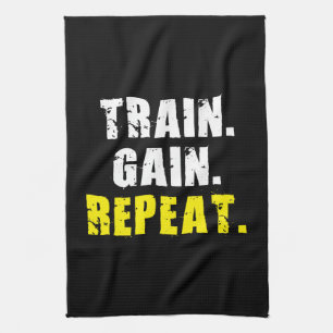 TREIN, WINKEL, REPEAT - Motivatie Gym-werkout Theedoek