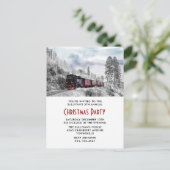 Trein Winter Kerstmis Scene Party Invite Briefkaart (Staand voorkant)