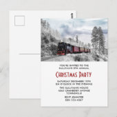 Trein Winter Kerstmis Scene Party Invite Briefkaart (Voorkant / Achterkant)