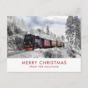 Trein Winter Kerstmis Scène Vakantie Briefkaart