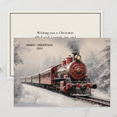  Trein Winter Scène Vrolijke Kerstvakantie Feestdagenkaart (Voorkant / Achterkant)