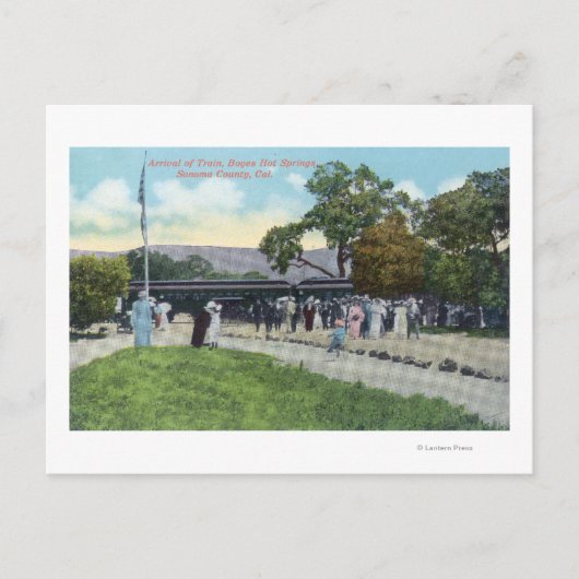 Treinaankomst bij Boyes Hot Springs Briefkaart (Voorkant)