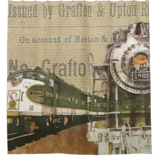 treinafdruk douchegordijn (Voorkant)