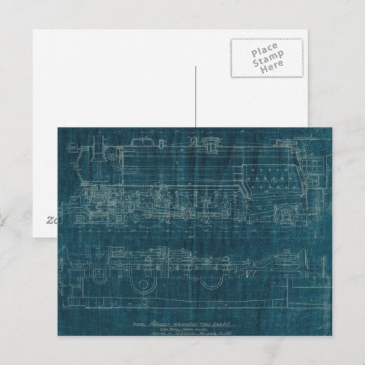 Treinblauwdruk I Briefkaart (Voorkant / Achterkant)