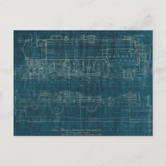 Treinblauwdruk I Briefkaart (Voorkant)