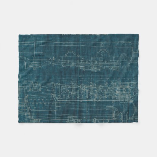 Treinblauwdruk I Fleece Deken (Voorkant (Horizontaal))