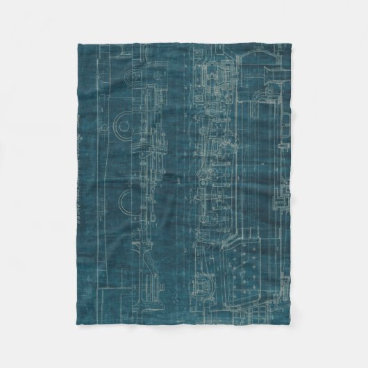 Treinblauwdruk I Fleece Deken (Voorkant)