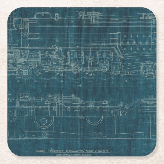 Treinblauwdruk I Kartonnen Onderzetters (Voorkant)