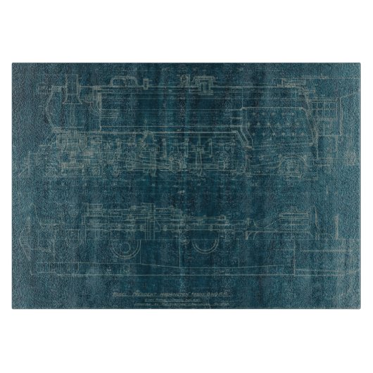 Treinblauwdruk I Snijplank (Voorkant)