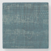 Treinblauwdruk I Stenen Onderzetter (Voorkant)