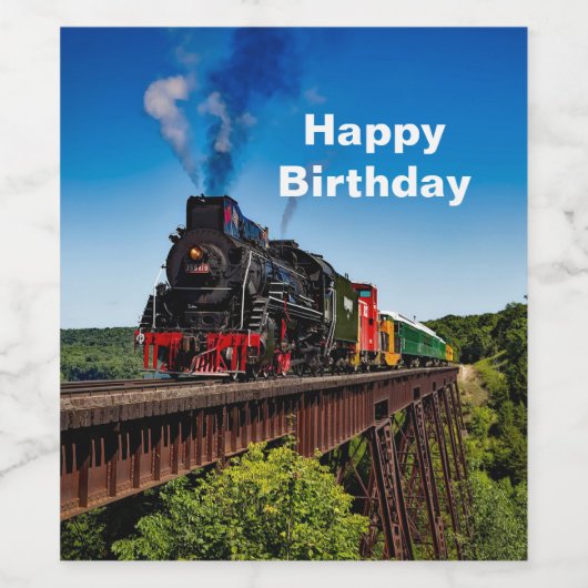  treinbrug foto Verjaardag Wijn Etiket (Enkel label)