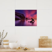 Treinbrug over de voorgrond op zonsondergang | Sch Poster (Keuken)