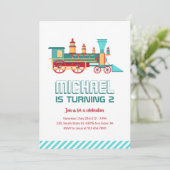 treincretro en kleurrijke kinderen van afgelopen kaart (Staand voorkant)