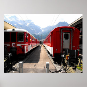 Treinen bij Engelberg in de Zwitserse alpen Poster