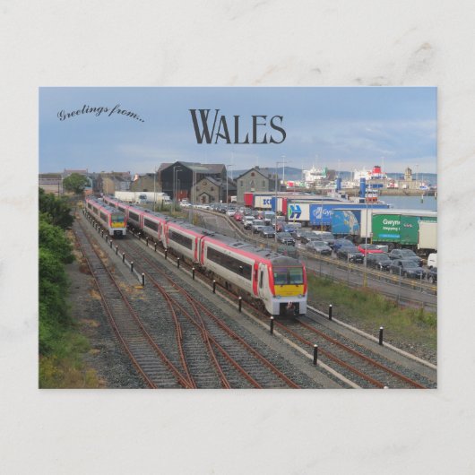 Treinen in Holyhead Wales Briefkaart (Voorkant)