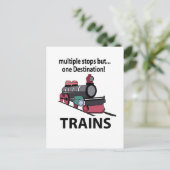 Treinen meerdere haltes maar één bestemming treine briefkaart (Staand voorkant)
