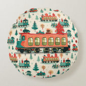  treinen met kerst rond kussen (Voorkant)