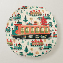 treinen met kerst rond kussen