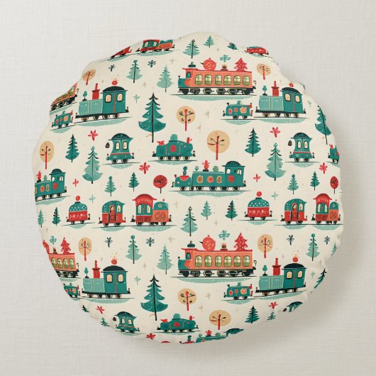  treinen met kerst rond kussen (Achterkant)