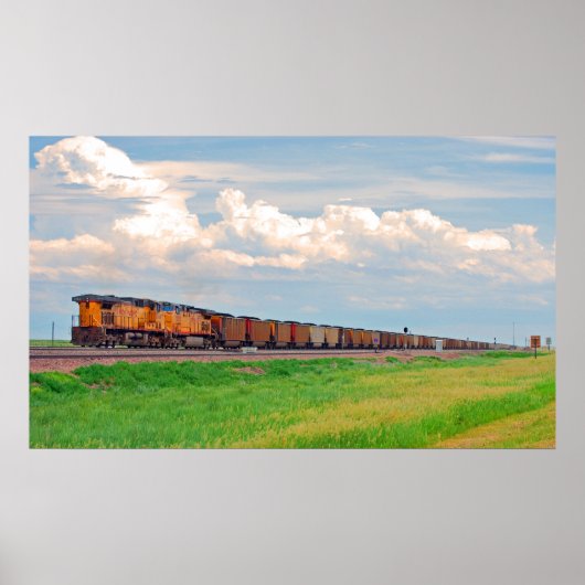 treinen met veel auto's poster (Voorkant)