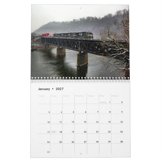 Treinen op de agenda van bruggen kalender (Jan 2027)