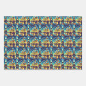  treinen op een besneeuwde nacht inpakpapier vel (Voorkant)