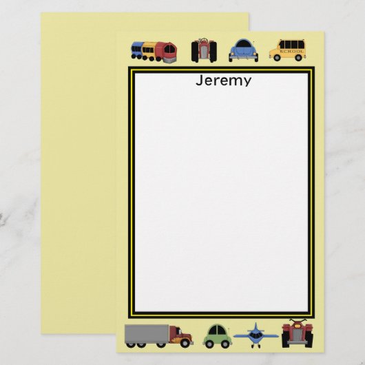 Treinen, platen en profielen, van automobielen briefpapier (Voorkant / Achterkant)