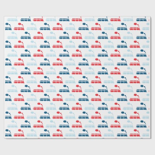 Treinen rood en blauw cadeaupapier (Vlak)