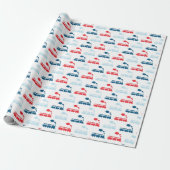 Treinen rood en blauw cadeaupapier (Uitgerold)