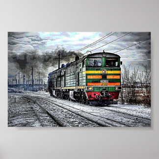 Treinen Russisch dieseltrein Poster